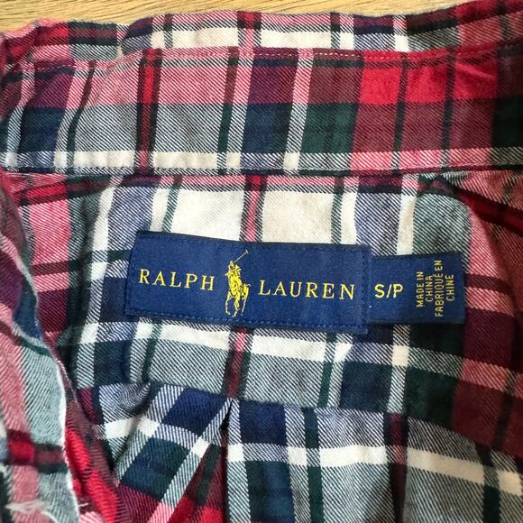 RALPH LAUREN Flannel Button Down Shirt Mens SZ S Red Tartan Plaid - Picture 6 of 8